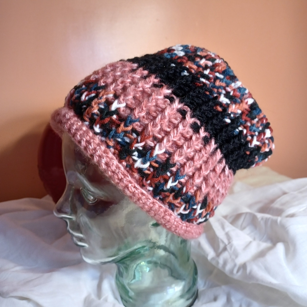 Handmade Unisex slouchy hat in washable/durable acrylic yarn. - Picture 3 of 3